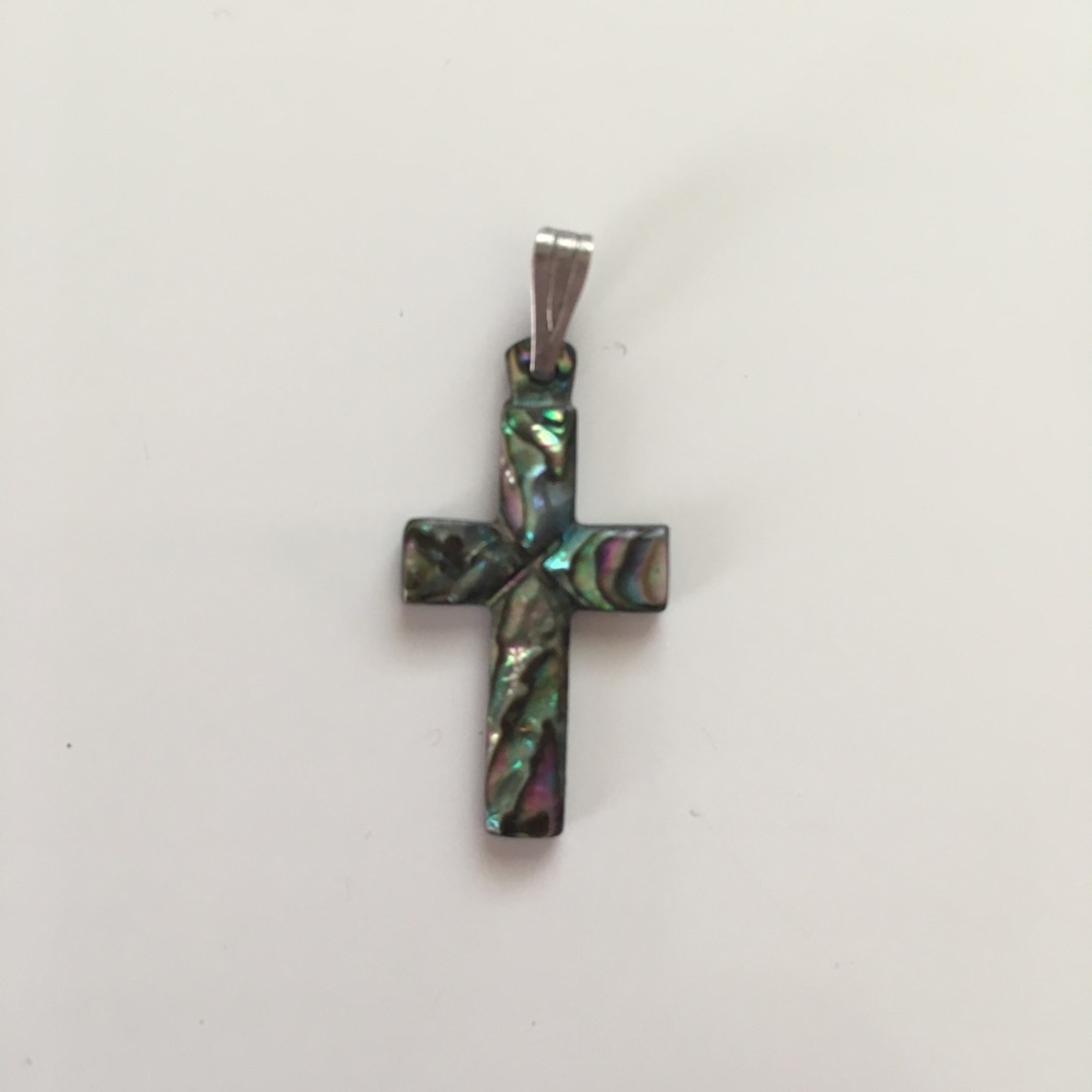 Abalone shell cross pendant